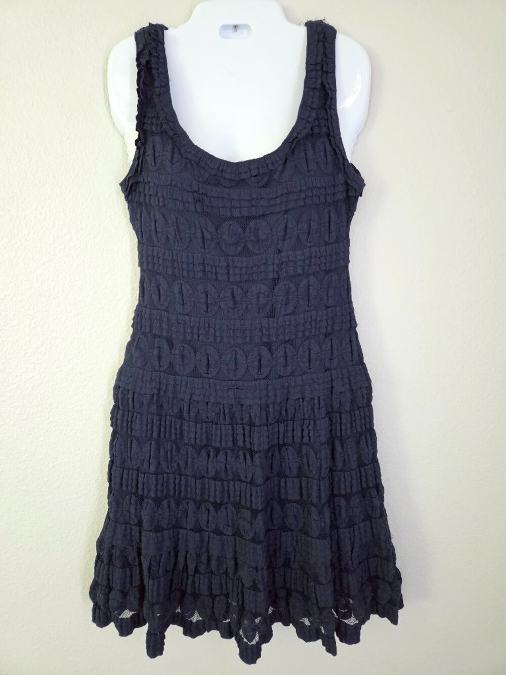 Max Edition Petite Navy Blue Lace Sleeveless Fit & Flare Dress Women's Size MP